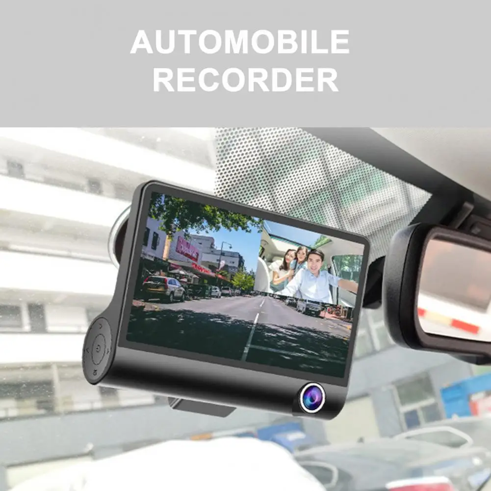 Premium Dashcam High Clarity Pixel Car Front/Interior/Rear View Convenient 4.0-inch LCD Screen Dash Camera