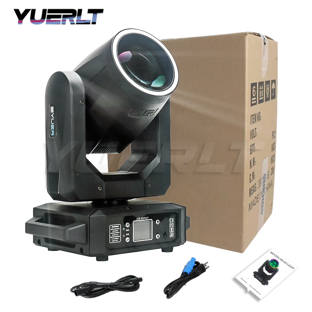 YUERLT LED Moving Head Light Wiht Ring 200W Beam+Spot+18 Prism+Rainbow Effect Stage Lighting Dmx DJ Disco Party Wedding Stage