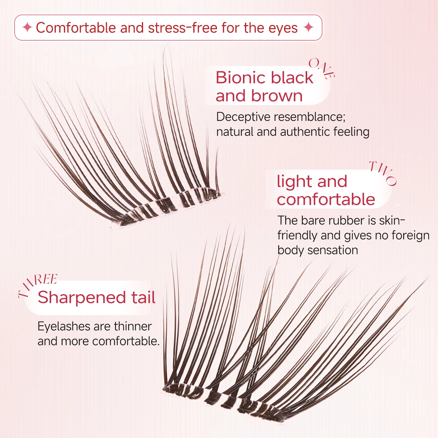 Lightweight 60 Clusters Large-Capacity Brown Glue-Free False Eyelashes Simulated Thick Upper Eyelashes Natural Curl Easy to Wear