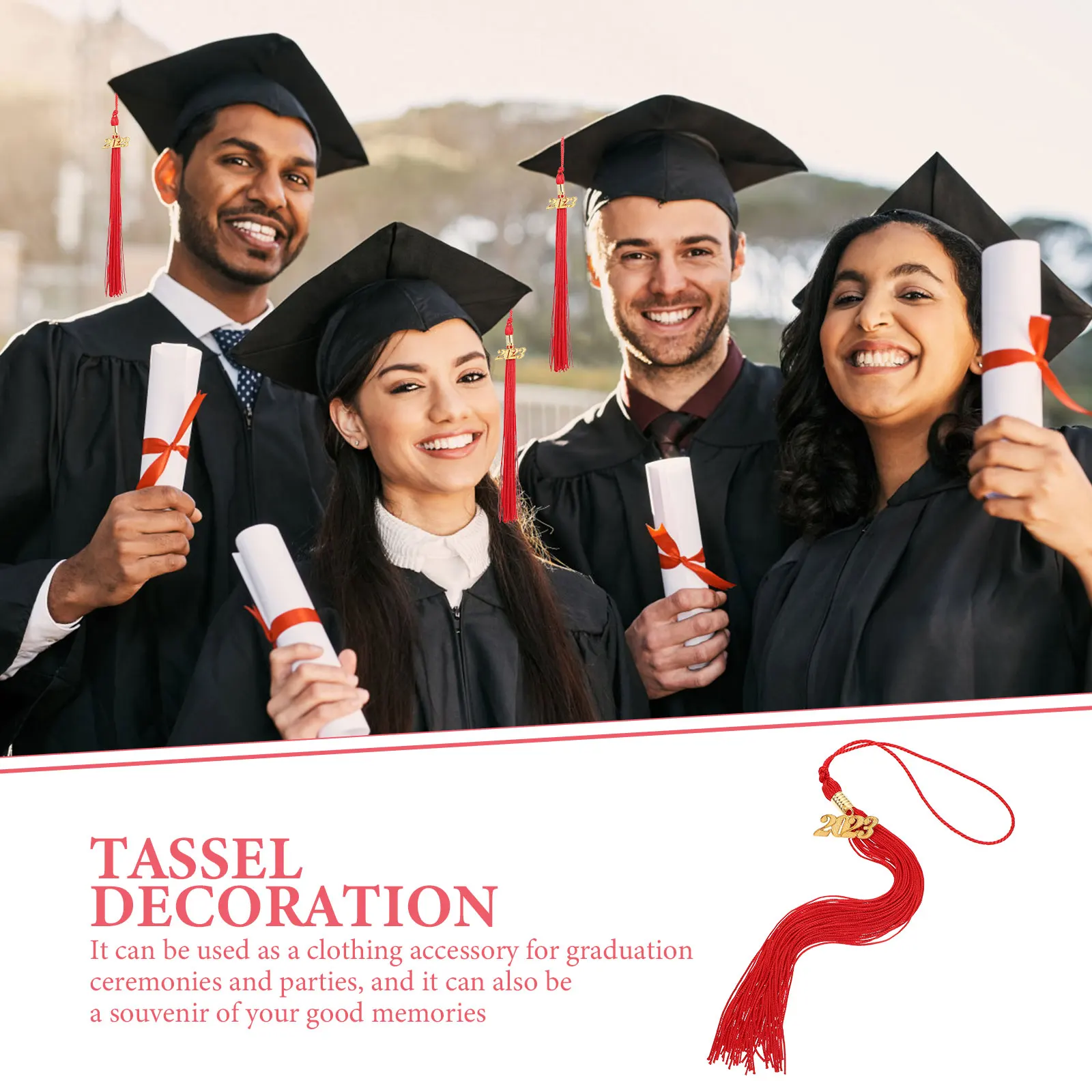 

10Pcs Graduation Tassel Decorations Lightweight Polyester Graduation Hat Accessories for Ceremony Party Souvenir