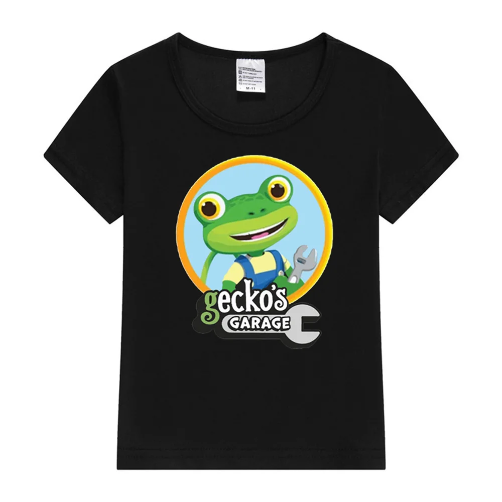 2024 Summer Fashion Boys T-Shirt Funny Cartoon Gecko'S Garage Print Children'S Clothing For Kids Tshirts Girls New Clothing Tops