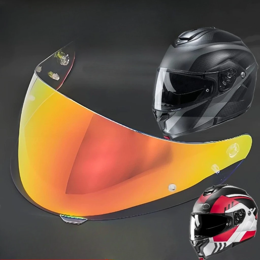 Motorcycle Helmet Shield, Day Night Use Anti-Fog Plated Windshield, Flip Helmet Visor, Compatible with HJC C91 C91N