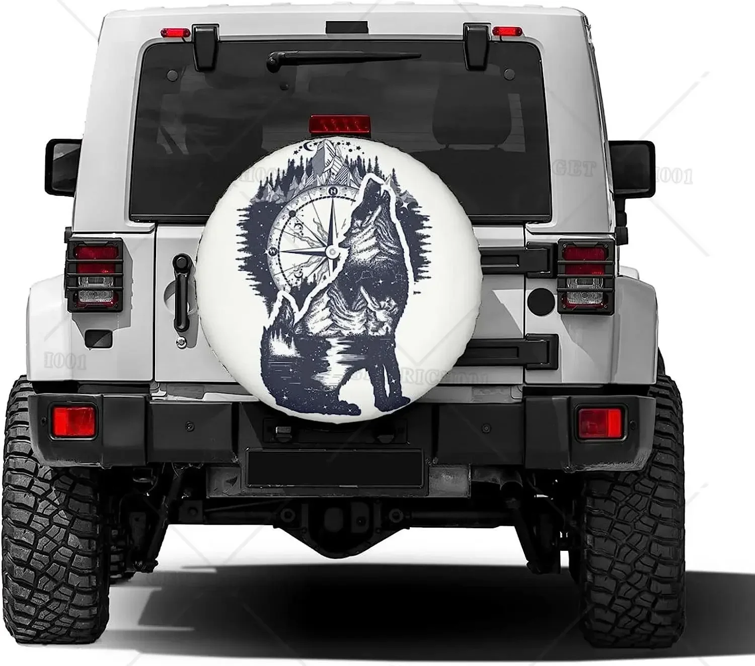 Jungle Mountain Wolf and Mountains Spare Tire Cover Dust-Proof Wheel Tire Cover Fit Trailer RV SUV and Many Vehicle 14 Inch