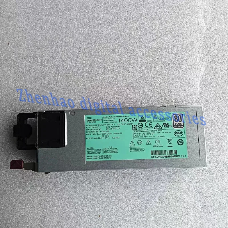 

Original 1400W For Dell 360 380 580 G9 GEN9 Server Power Supply DPS-1400CB A HSTNS-PD43 720620-B21 754383-001 733428-101