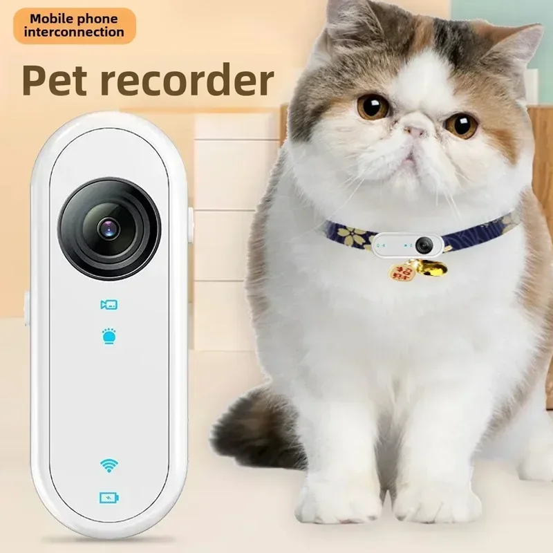 

Cat Camera Collar with 32G Card, HD 1080P WiFi App Dog Collar, USB Rechargeable Adjustable Pet Camera Cam Christmas Gift