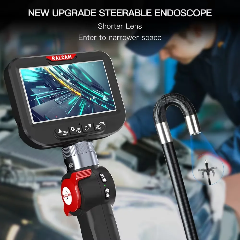RALCAM 360° Steering Industrial Endoscope Camera 6mm 4.3