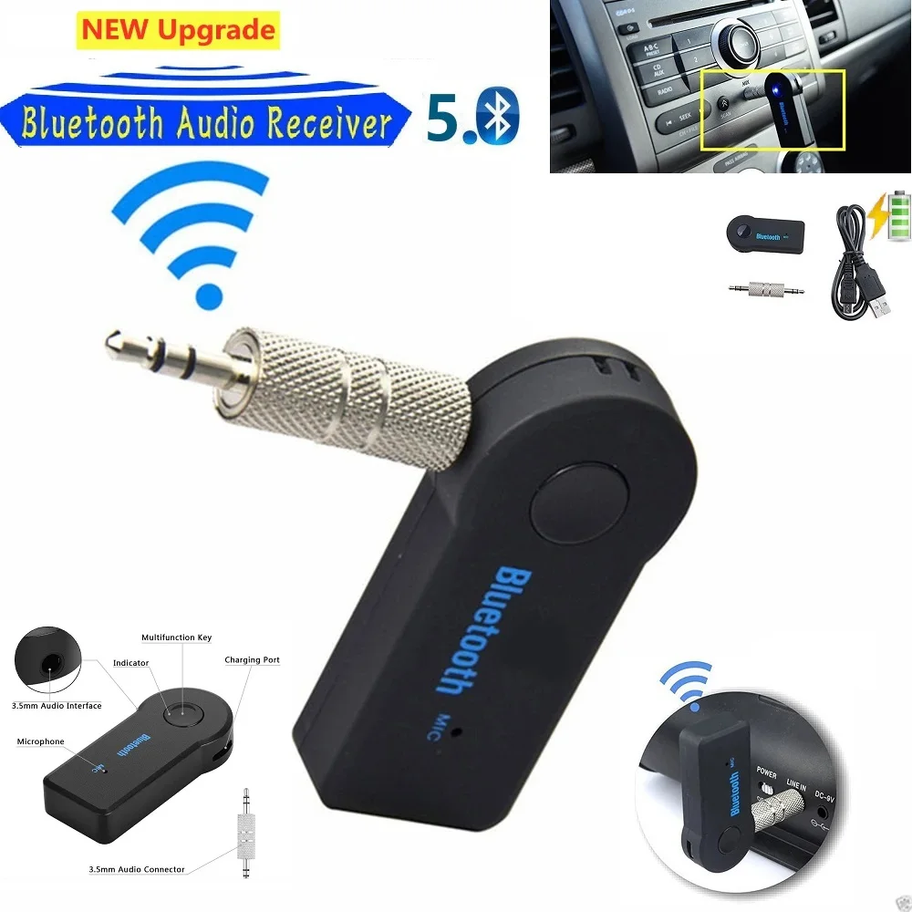 Wireless Bluetooth-compatible 5.0 Receiver Adapter 3.5mm Jack For Car Music Audio Aux A2dp Headphone Reciever