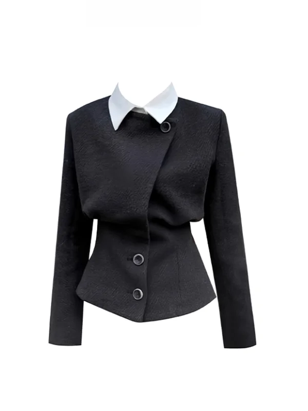 

Montreuil Original Deconstructed Waistcoat ort Woolen Suit Jaet Women's Collar Detachable Commute Sle Slim Fit Long Sve