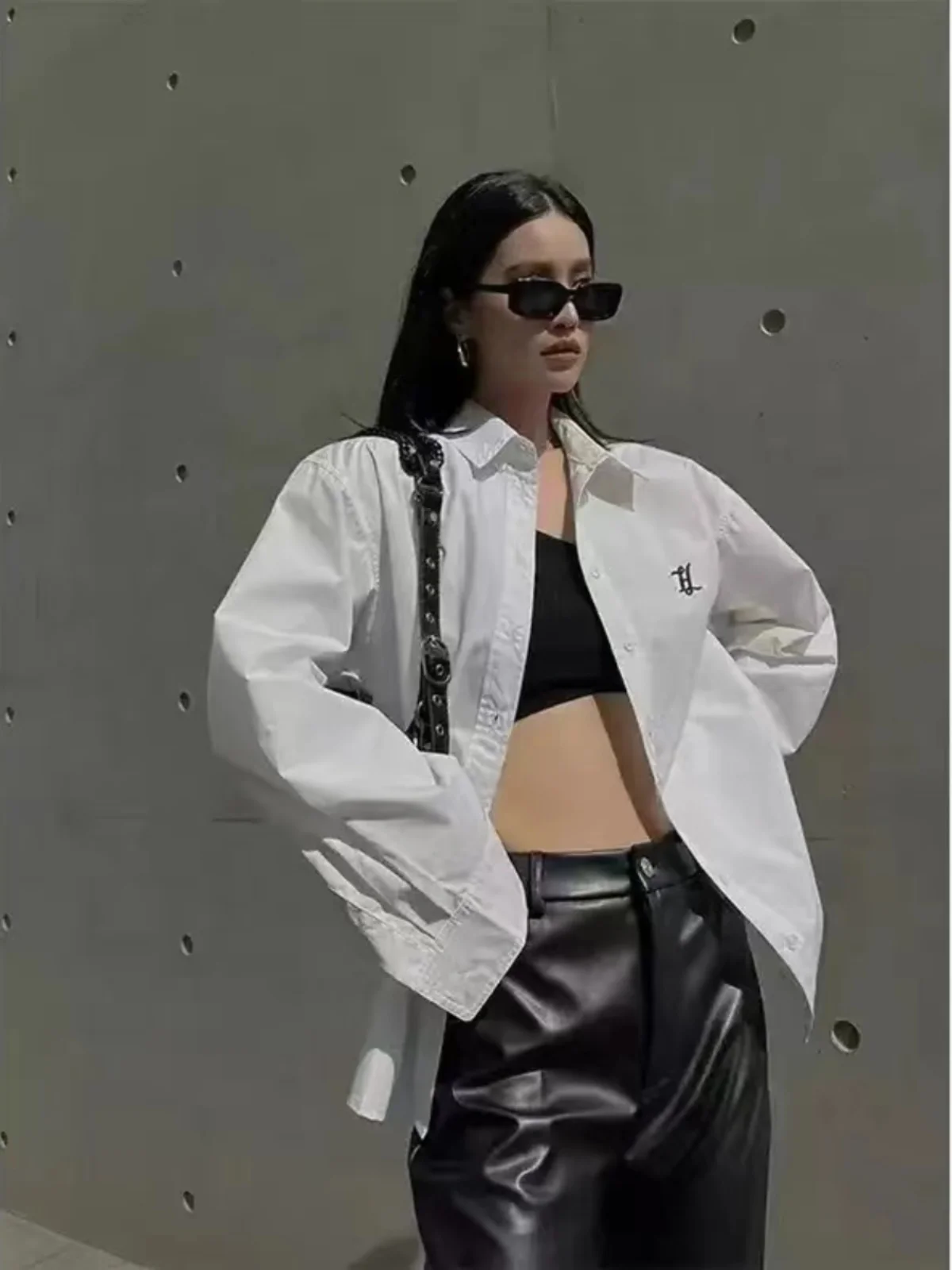 

Белый длинный све женский irt модный ранний осенний новый модный свободный цвет простой солнцезащитный топ для поездок на работу Sle Kor...