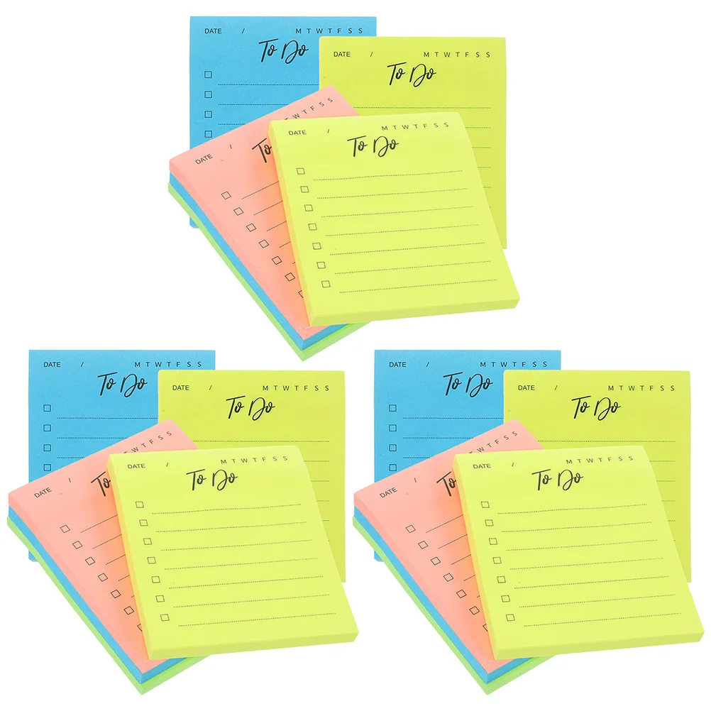 

12pcs Self Adhesive Note Pads Memo Stickers Office Home School Use Record Lists Reminders Student Teacher Gifts Creative Design