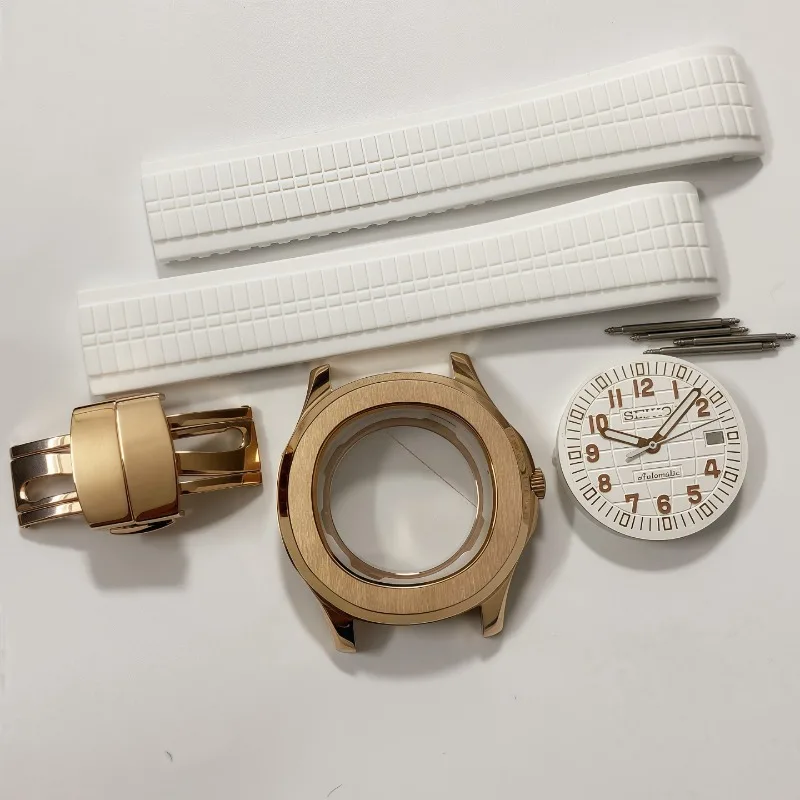 إكسسوارات ساعات جديدة 42 مللي متر لعلبة قنبلة يدوية حافظة ذهبية وردية حزام مطاطي مجموعة إبرة حرفية زجاج الياقوت