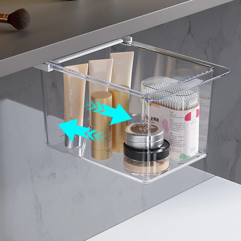 خزانة صغيرة معلقة درج صندوق تخزين ل تحت خزانة حمام مكتب ذاتية اللصق المنظم صندوق مخزن للمكياج الحاويات