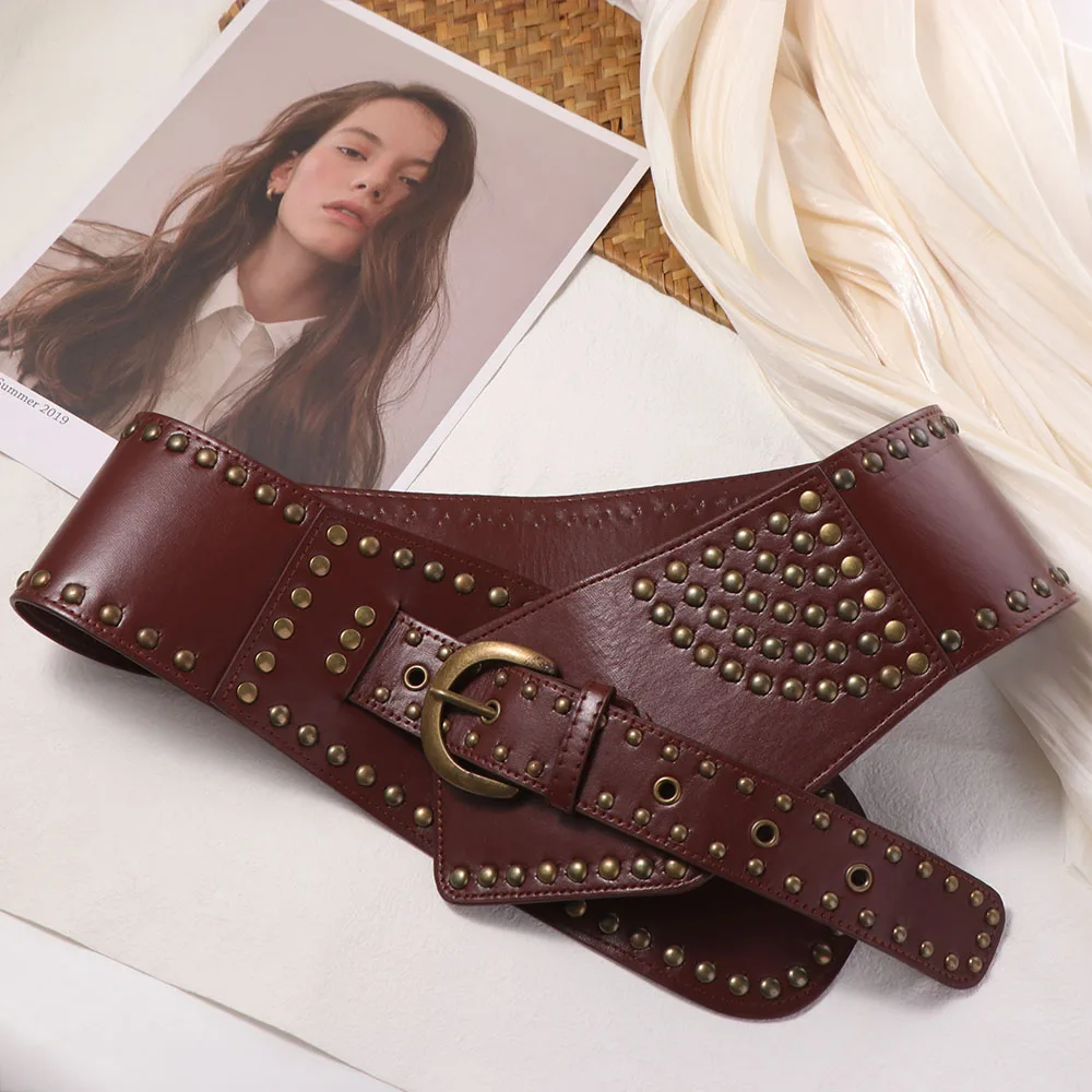 أزياء قابل للتعديل برشام معدني حزام بو الجلود التخسيس واسعة Cummerbunds حزام فاسق الخصر مشد فتاة #2