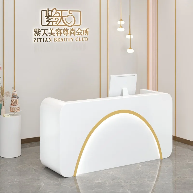 Customized Luxury Reception Desk Bar Counter Minimalist Modern Reception Desk Front Bancone Reception Commercial Furniture