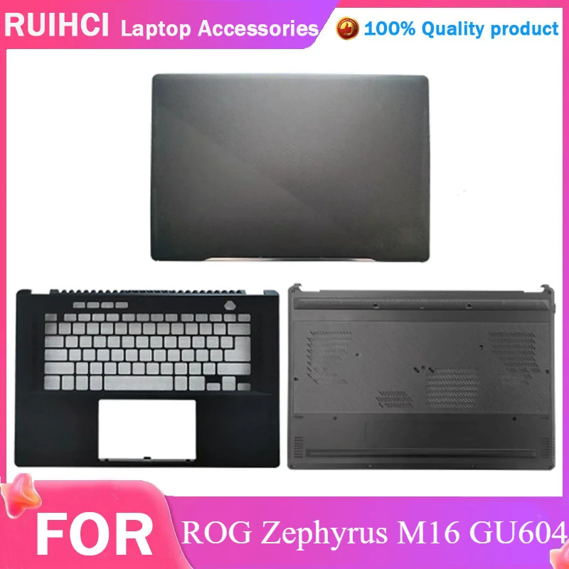 

New Laptop LCD Back Cover Front Bezel Upper Palmrest Bottom Base Case Keyboard Hinges For Asus ROG Zephyrus M16 GU604 Series