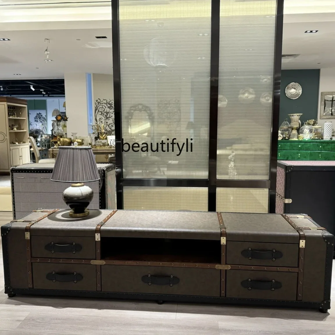 

American retro light luxury TV cabinet/bedside cabinet/large-capacity storage cabinetAsmt09