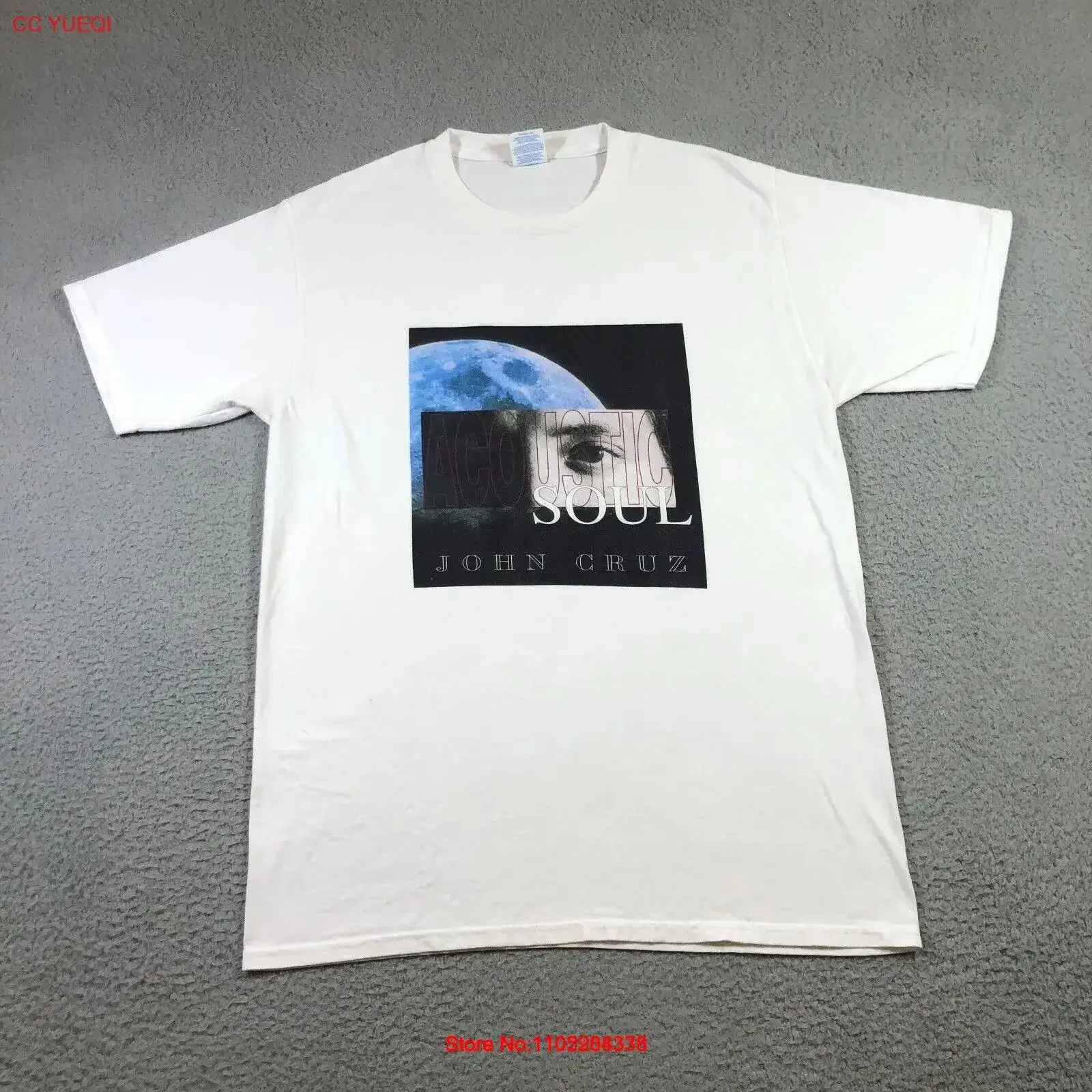 

Футболка John Cruz, мужская футболка с белой полосой M, акустическая футболка для душа, альбом, промо, винтажная, слегка модная, мягкая, с рисунком, дышащая