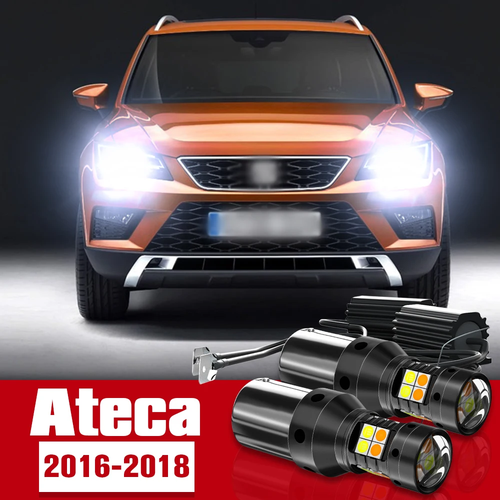 2 Stuks Led Accessoires Dual Mode Richtingaanwijzer + Dagrijverlichting Drl Voor Seat Ateca 2016 2017 2018