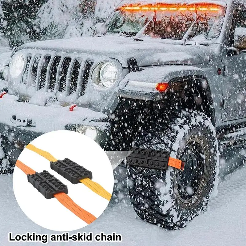 Tire Chains 2X Rubber Straps Tire Traction Device Snow Traction Mat Car Tire Traction Blocks Wheel Straps Off-Road Escape Tool