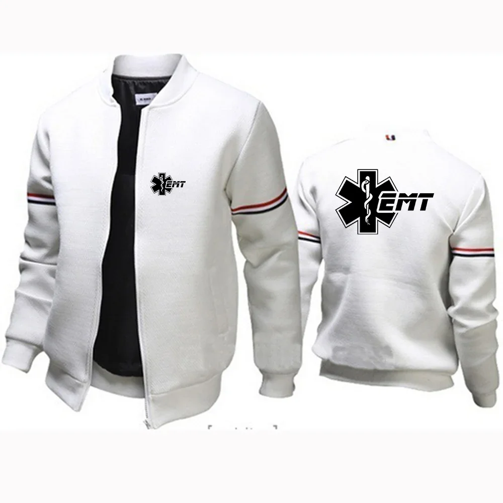 2024 New EMT Emergency Ambulance Printing Fashionable Men's Flight Jacket Round Collar Solid Cotton Long Sleeves Tracksuits Coat