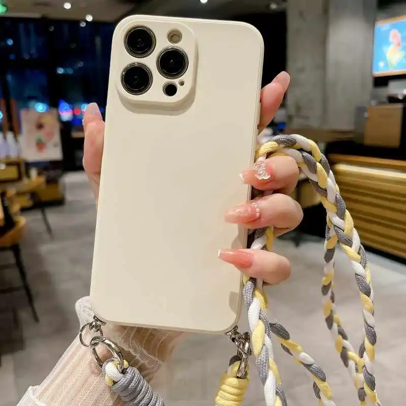 Case for Samsung Galaxy S26 Ultra S25 S24 S23 Plus S22 S20 S21 FE A57 A17 Crossbody Lanyard Necklace Silicone Braid Strap Cover