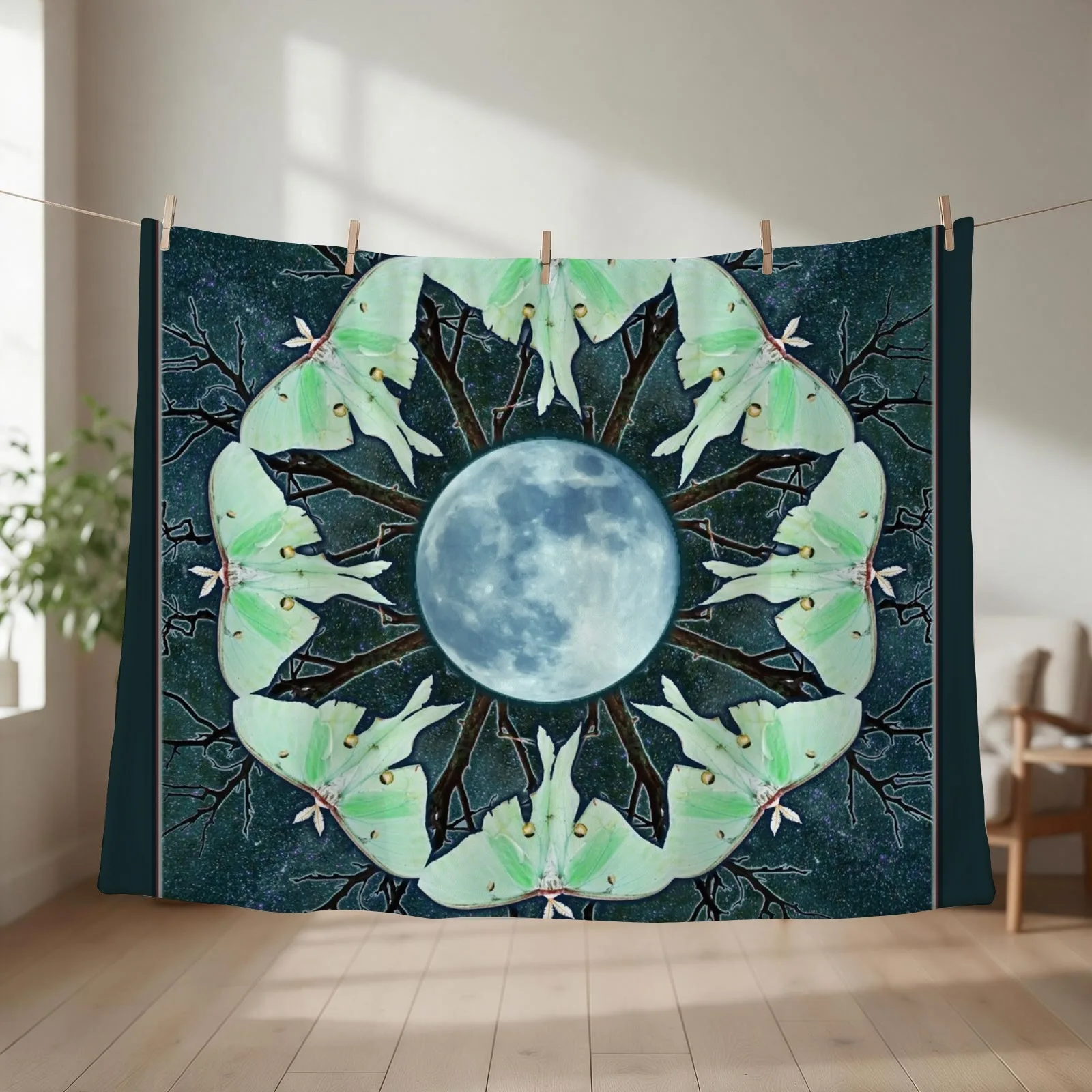 Luna Moth and Full Moon Mandala Throw Blanket cosplay anime Stuffeds For Baby Blankets For Bed Blankets
