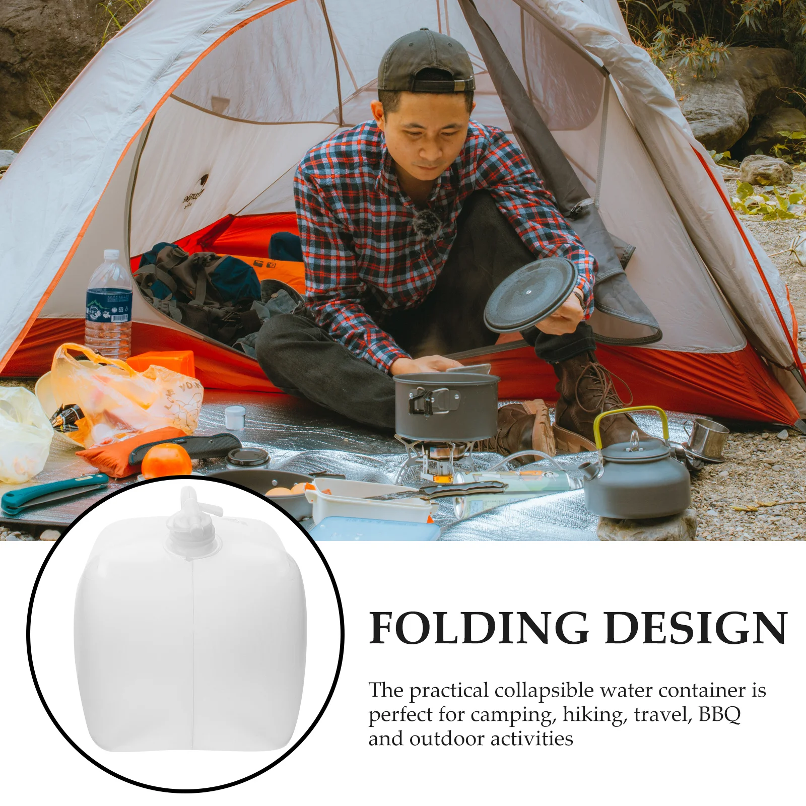 

Large Capacity Collapsible Water Bag Foldable Container Portable Outdoor Camping Hiking Travel Water Storage Jug