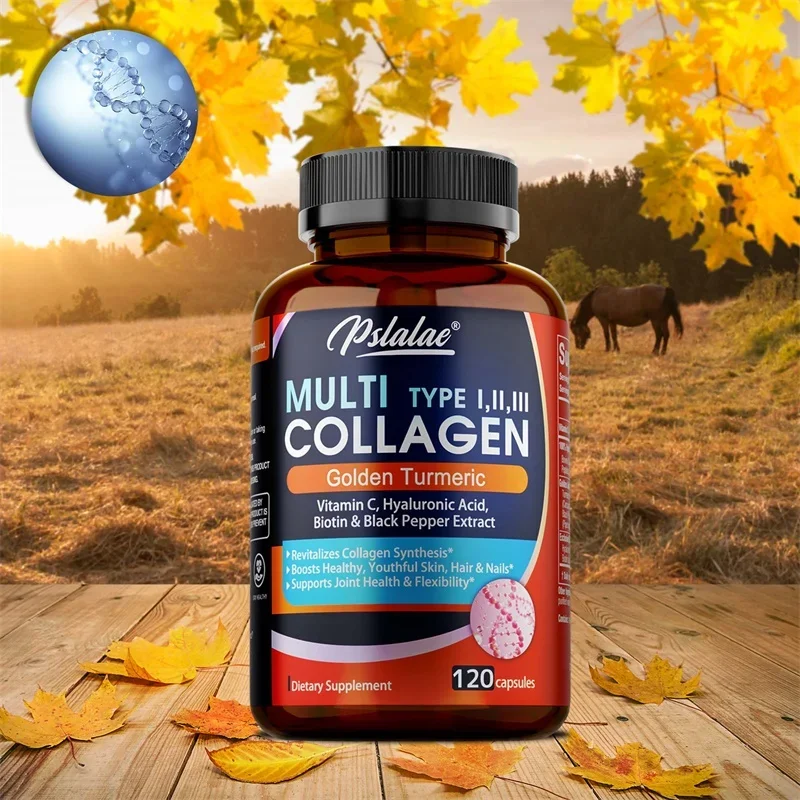 

Multi Collagen Peptides with Golden Turmeric - Supports Healthy Skin, Hair, Nails and Joints, Fights Aging, Enhances Absorption