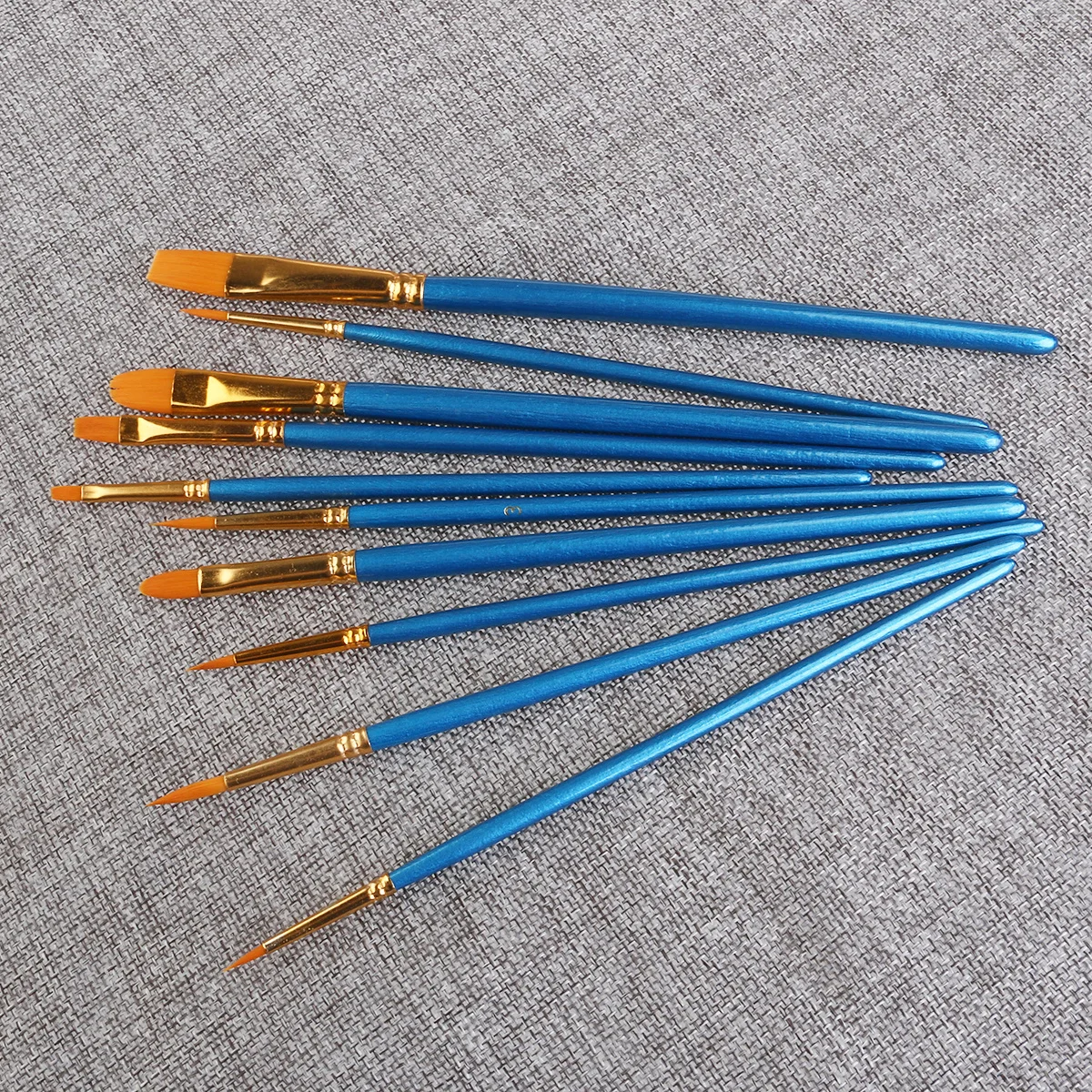 

10Pcs Paint Brush Set Nylon Blue for Watercolor Gouache Acrylic Painting Brushes Long Handle Art Supplies Paint Brush Set