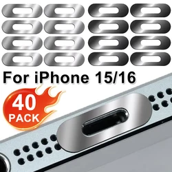 40/10PCS Metal Charging Port Protective Film Stickers for iPhone 17 16 Pro Max Interface Anti-scratch Protector For USB C Ports