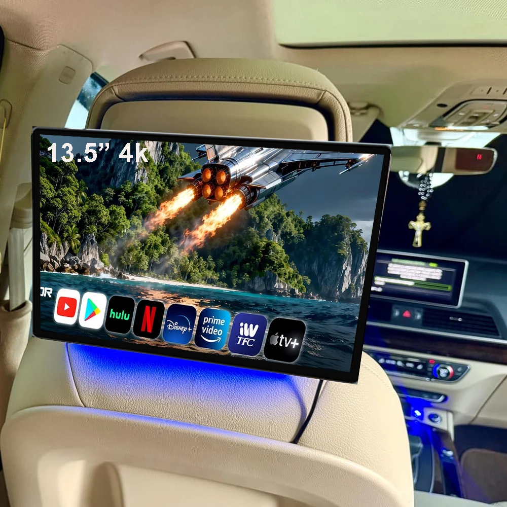 Image of 2026 Auto-Kopfstützenmonitor 13,5 Zoll 4K Video HD 1080P Android 14 WIFI/HDMI/USB/TF/BT RAM 2GB/32GB APP-Download Mirroring/Miracast