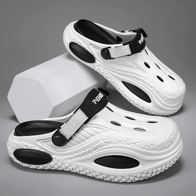 

New Summer Men's Slippers EVA Hole Mens Mules Non-Slip Slippers Thick Soft Platform Slide Fashion Comfortable Men's Sandals Shoe