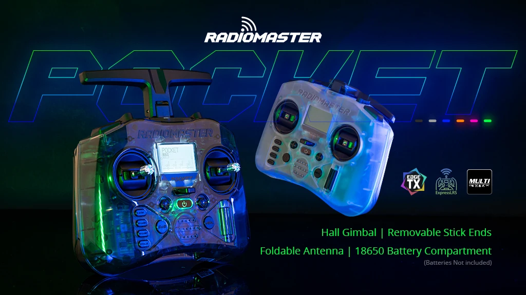Radiomaster Pocket Hall Gimbal Sender M2 Fernsteuerung ELRS CC2500 Leichtgewicht Eingebaute LED-Beleuchtung Faltbare Antenne – Detail 1
