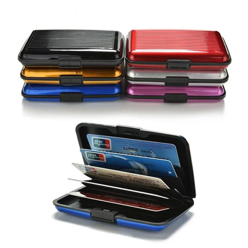 1 Pc Men Aluminum Bank Card Holder Blocking Hard Case Wallet Solid Credit Card Anti-RFID Scanning Protect Card Holder