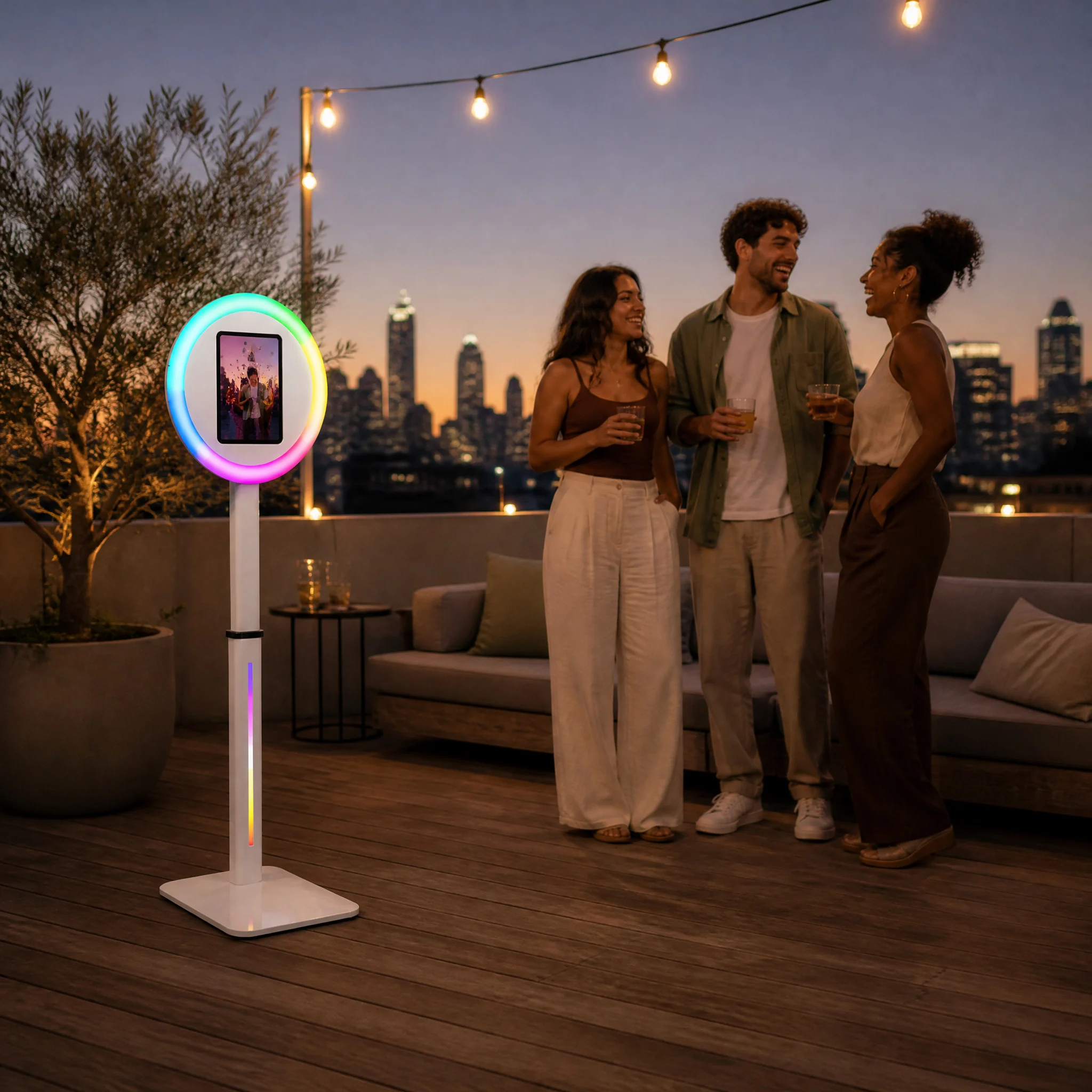 10.5 to 12.9 Inch IPad Photobooth with Detachable RGB Ring Height Adjustable Lifting Professional Photo Booth Kit Outdoor Wedding Birthday Party Event