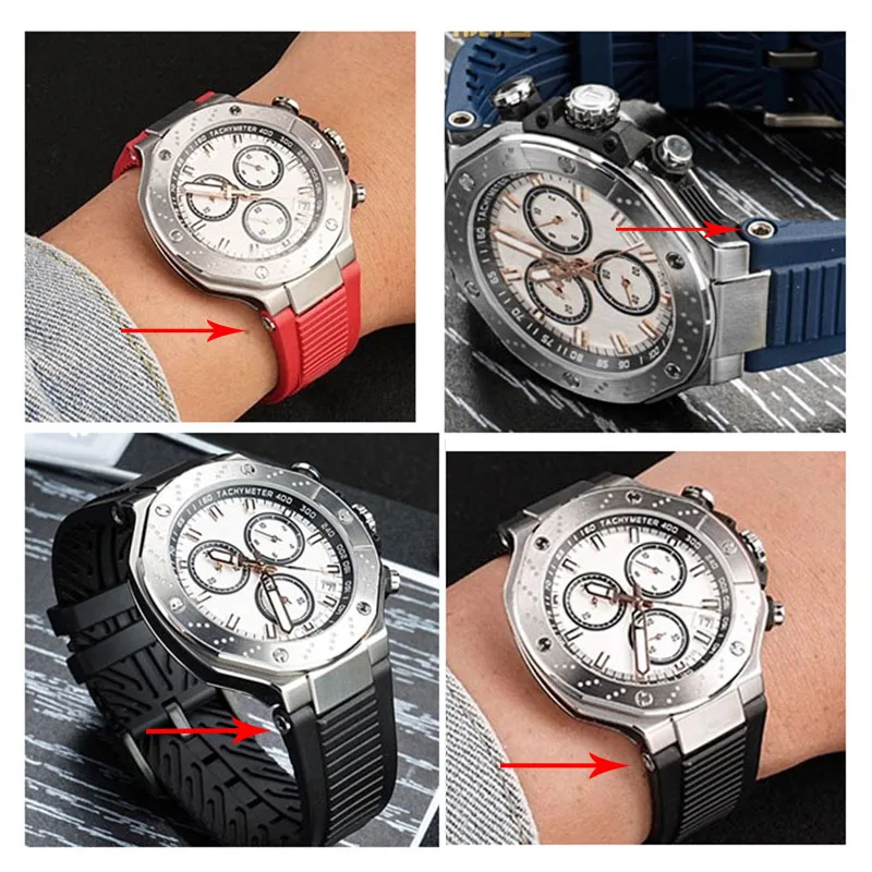 اتصال قضيب لساعة تيسو 1853 T141 T141.807 سلسلة سباق سدادات حماية الأذن قضيب ربط حزام مطاطي ساعة قضيب فضي أسود