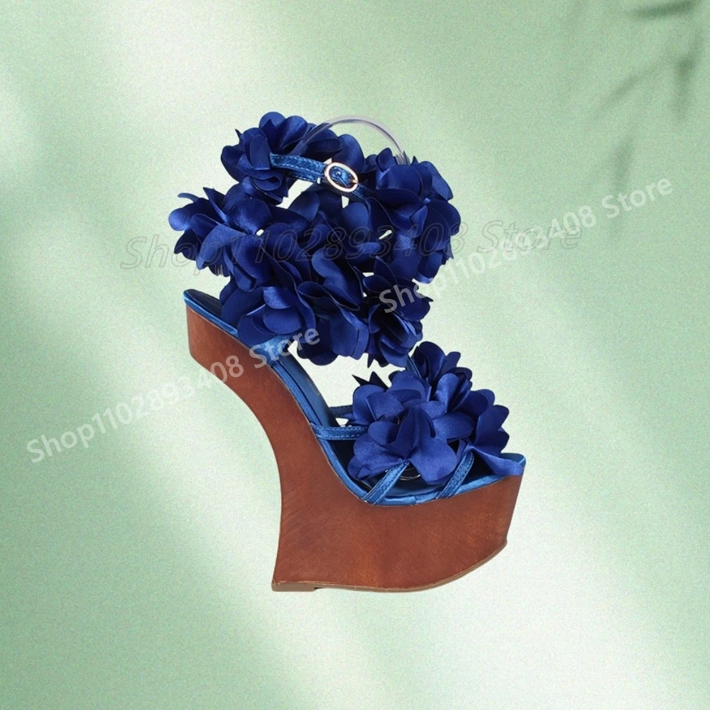 Sexy cor laranja flores decoração sandálias ocas novo design estilo estranho sapatos de salto alto feminino 2025 verão zapatos para mujere