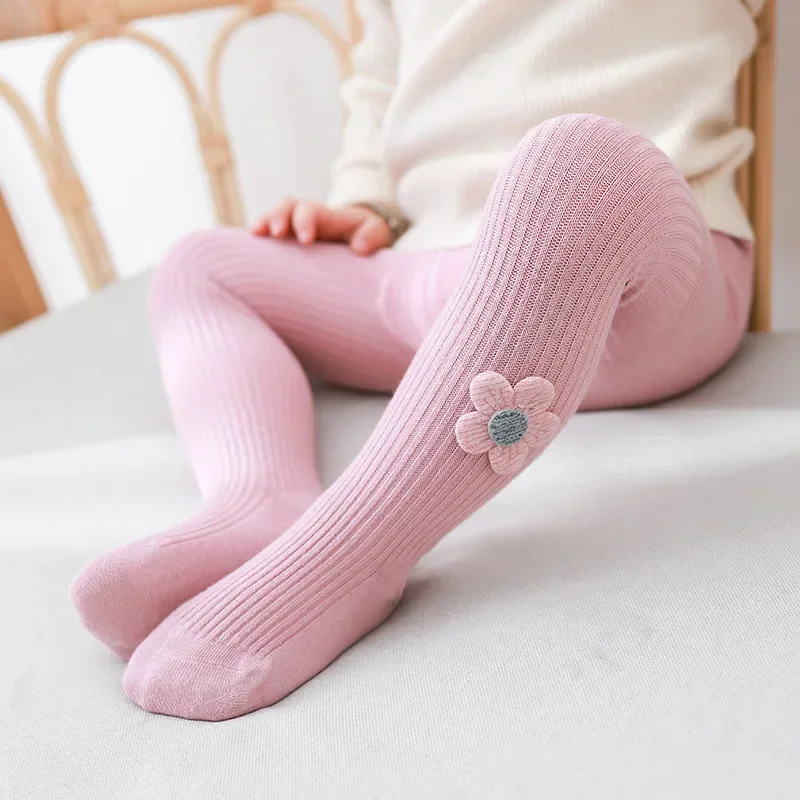 Girls' Base Tights for Spring Autumn, Vertical Stripe High-Elastic Warm,  for Kindergarten Daily Home Bow Cute Baby Socks,