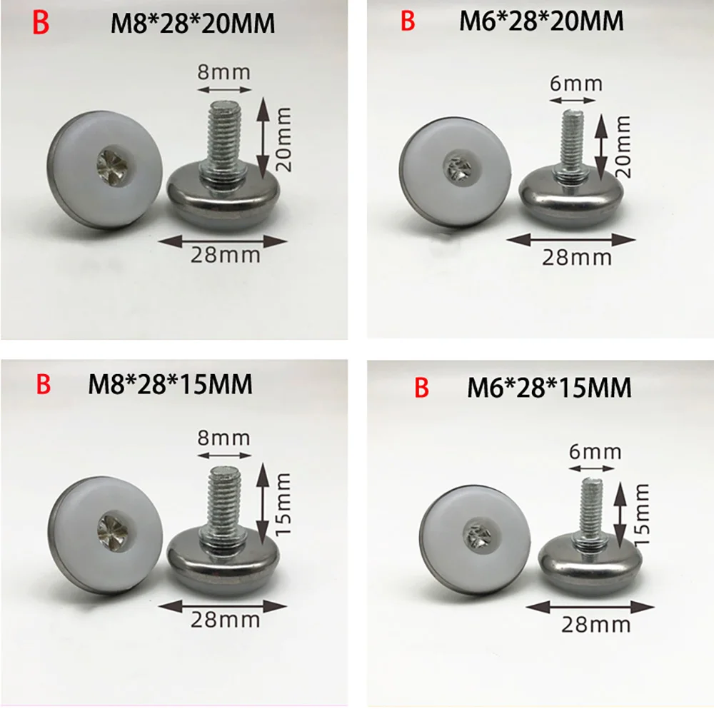 4/8 Stuks M6 M8 M10 Schroef In Verstelbare Meubelvoeten Metalen Gezicht Nylon Basis Glijbaan Pad Tafel Bank Benen Voet Nivellering