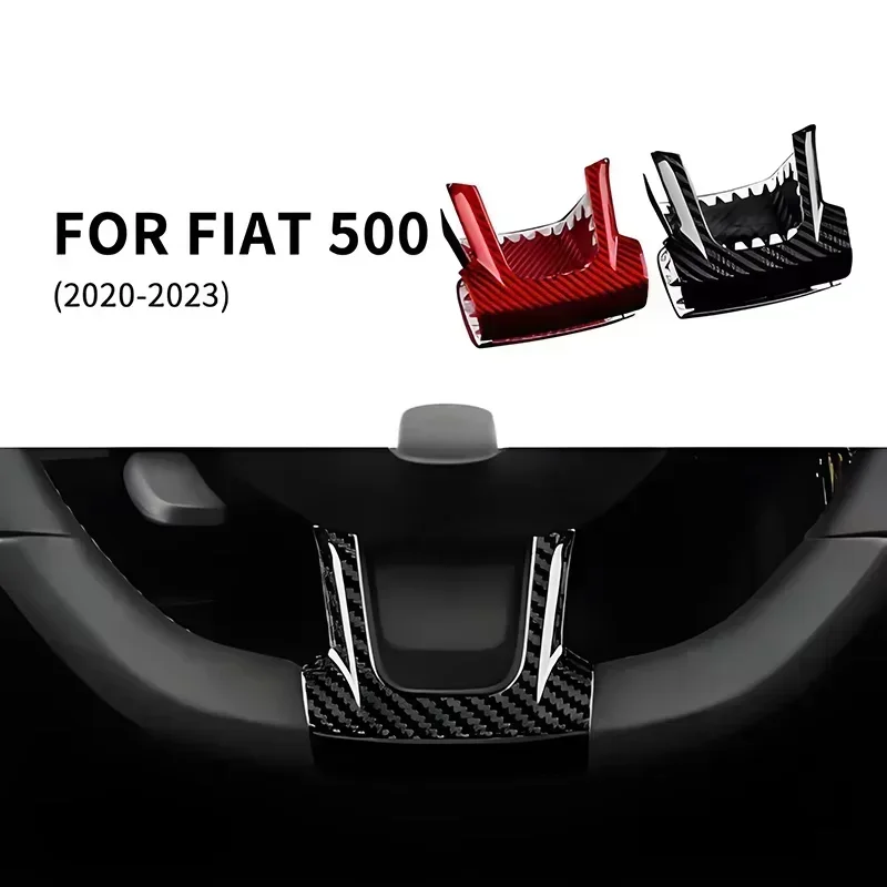 

For Fiat 500 For Abarth 595 695 Real Hard Carbon Fiber Sticker Steering Wheel Bottom Frame Trim Interior 2020-2023 Accessories