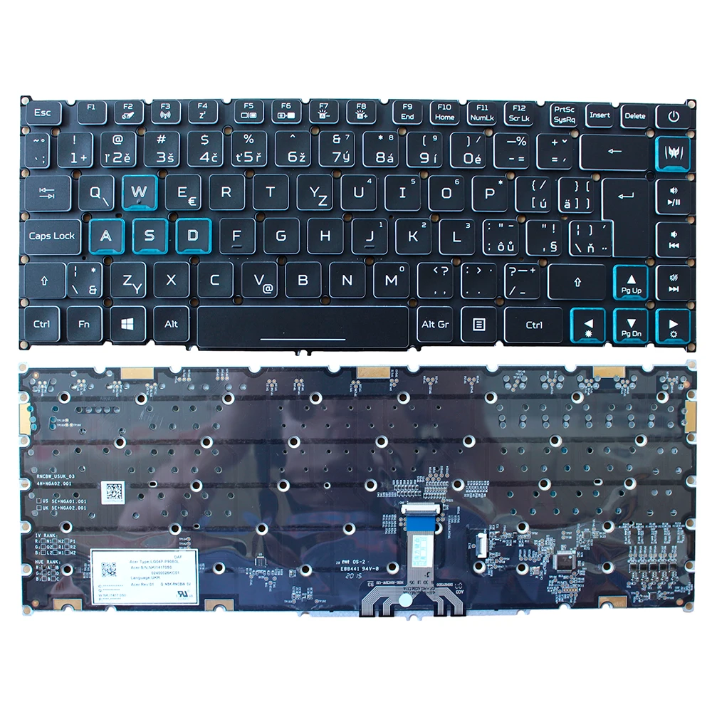 

PT515-52 BR-PT Portuguese Czech Keyboard For Acer Predator Triton 500 PT515-52-77P RGB Backlit NSK-RNCBW NKI14170SK LG04P-P90B3L