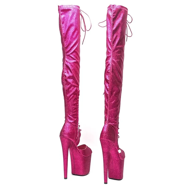 Auman Ale New 20CM/8inches PU Upper Sexy Exotic High Heel Platform Party Women Boots Nightclubs Pole Dance Shoes 544