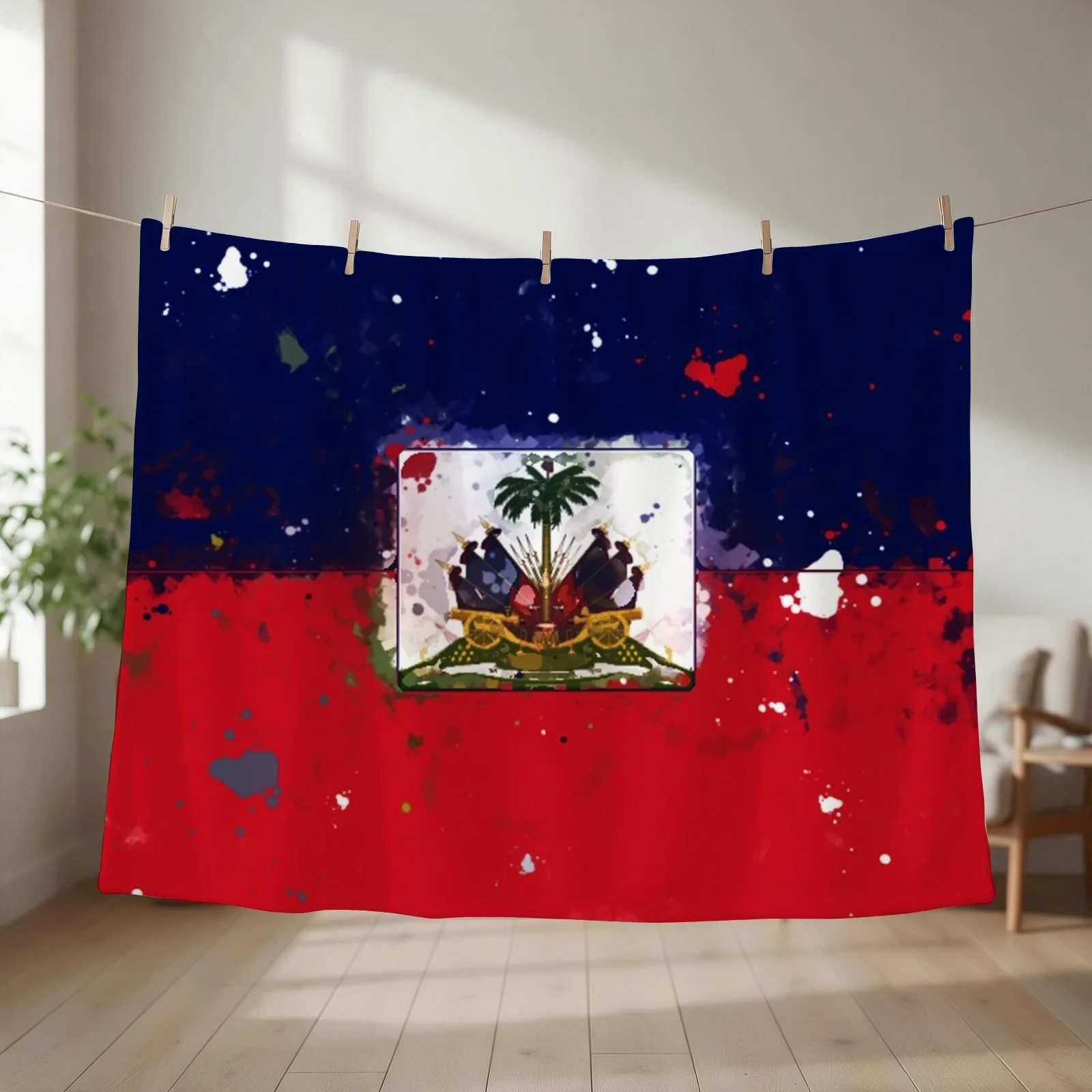 Haiti Grunge Flag Throw Blanket couch cozy soft plush fuzzy picnic outdoor blanket