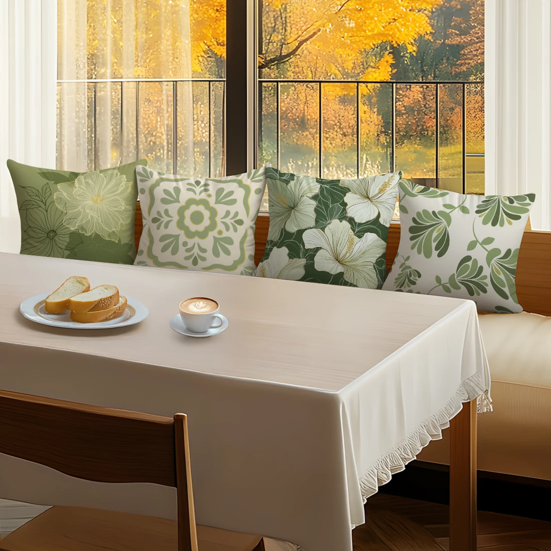 Funda de cojín con estampado de flores blancas y verdes، Funda de almohada sencilla de terciopelo de pel de melocotón para #3