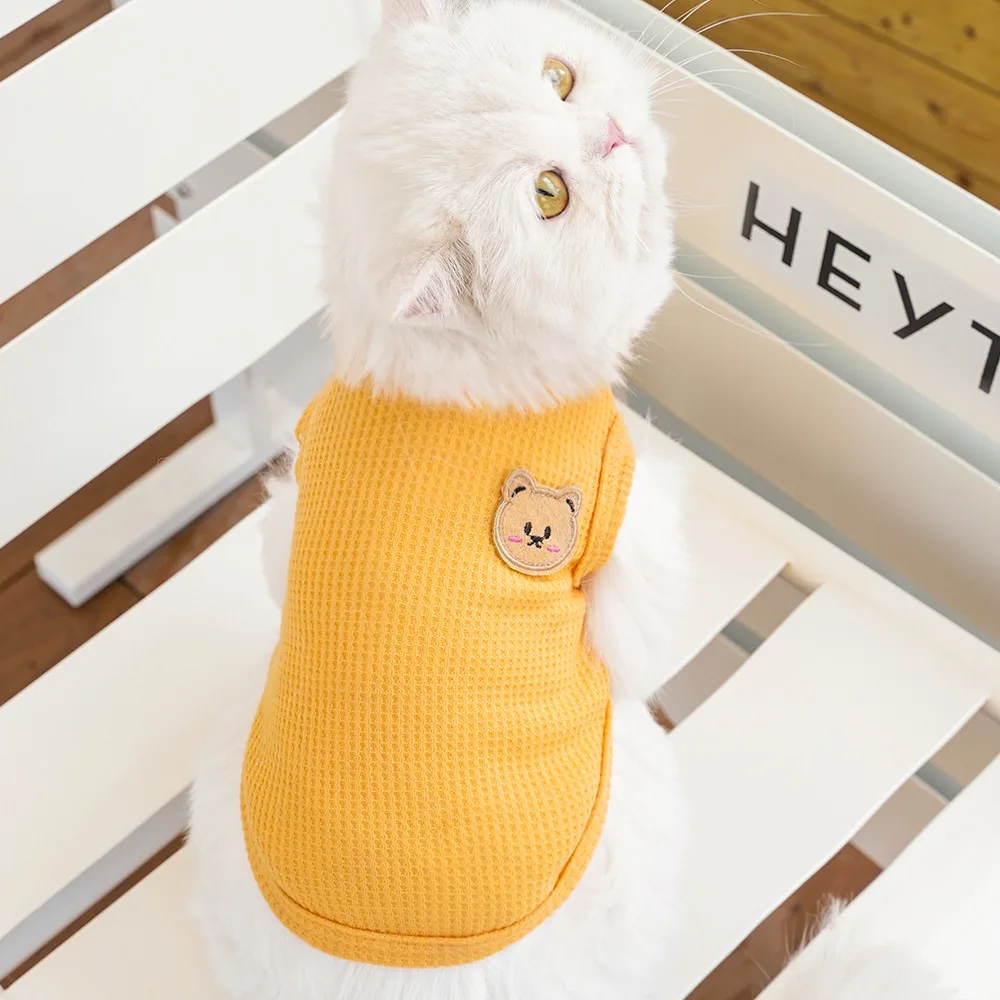 Pet Summer Thin Clothes Waffle Material Tank Top Teddy Small and Medium Sized Dog and Cat Pet Clothes Support Wholesale