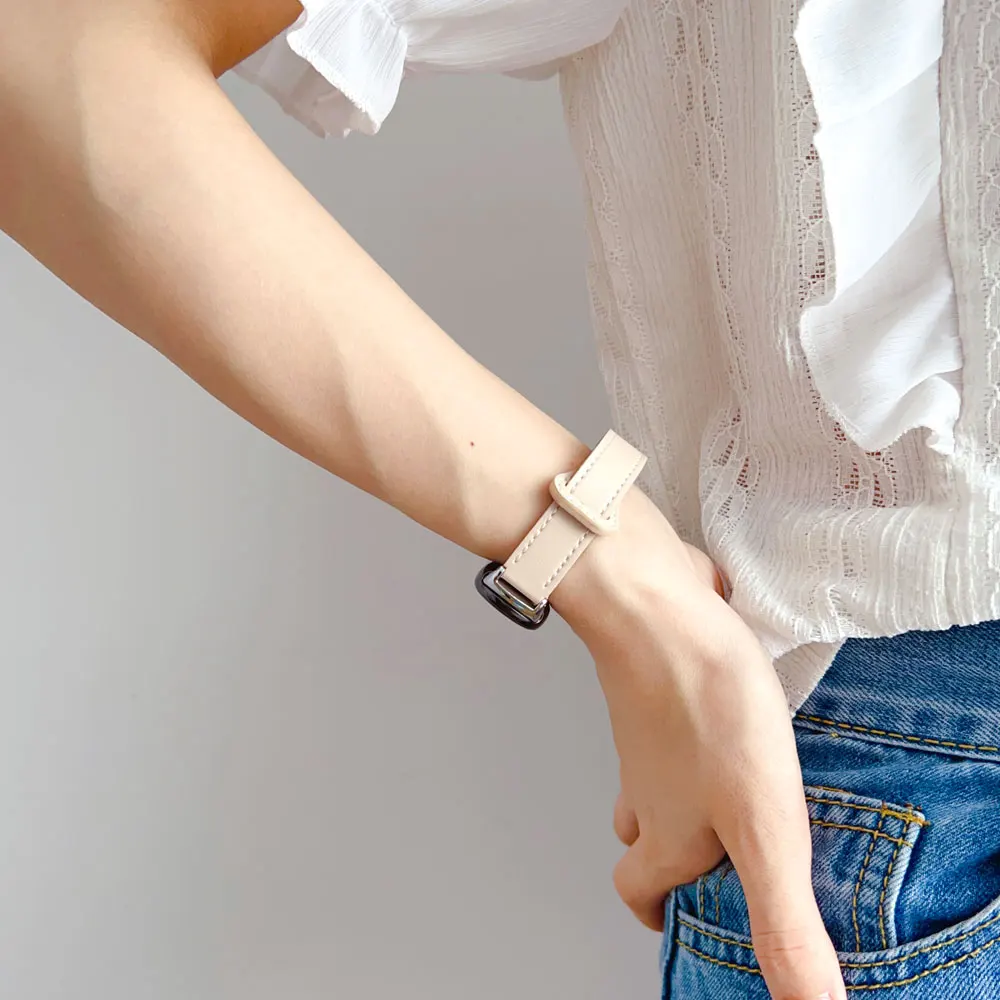 Dla Mi Band 8 skórzany pasek dla Xiaomi Mi Band8 bransoletka opaska na nadgarstek dla Xiaomi Mi Band 8 inteligentne akcesoria bransoletka pasek