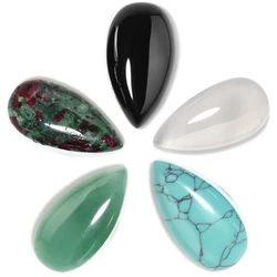 Cabujón de gota de agua Natural para fabricación de joyas, 15x30mm, ágata turquesa, parte posterior plana, colgantes Diy, encontrar Base de camafeo, 2 uds.