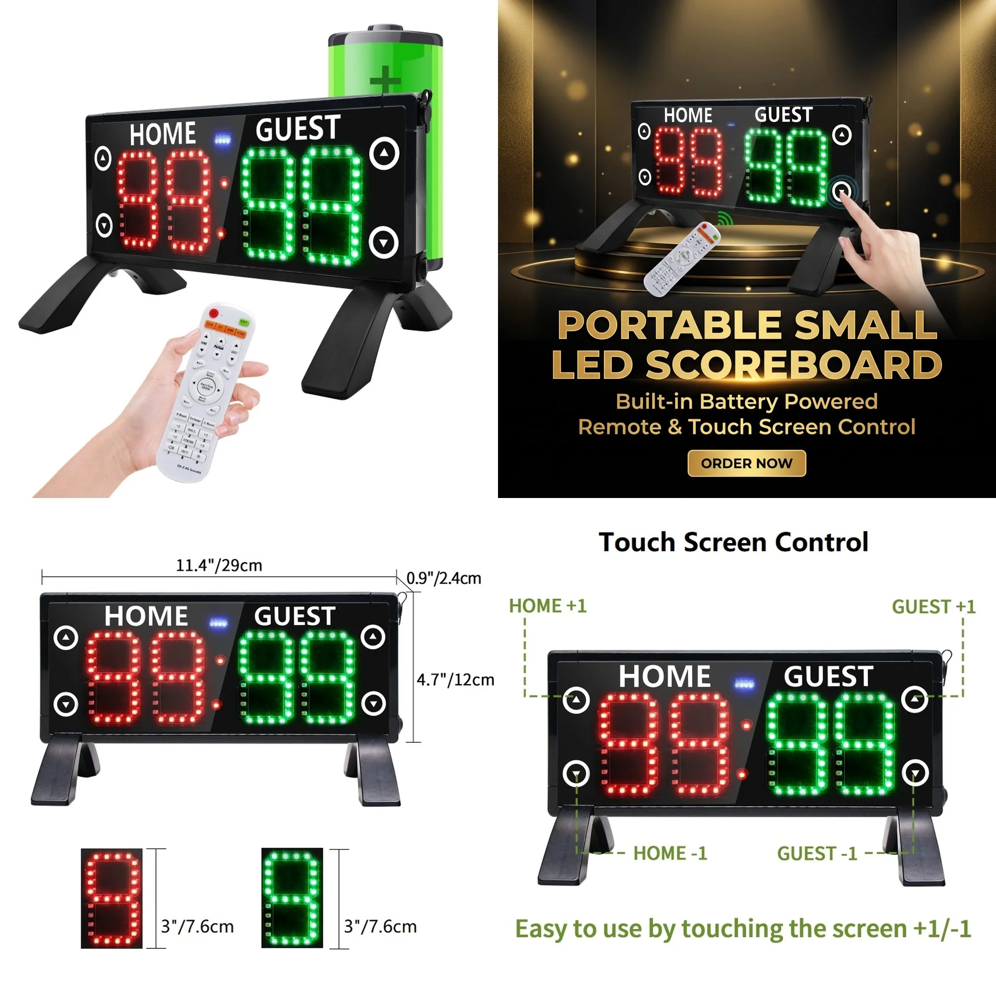 Scoreboard Digital - Przenośny, zasilany bateriami, elektroniczny tabliczka wyników