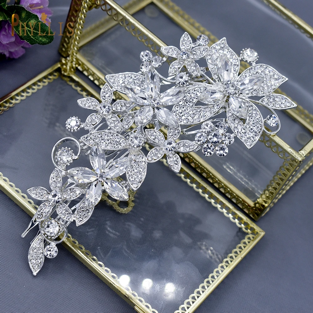 A411 Luxury Leaf Hair Comb Headband Wedding Cheap Headdress Bride Tiaras Alloy Flower Bridal Headpieces for Decoration Headwear