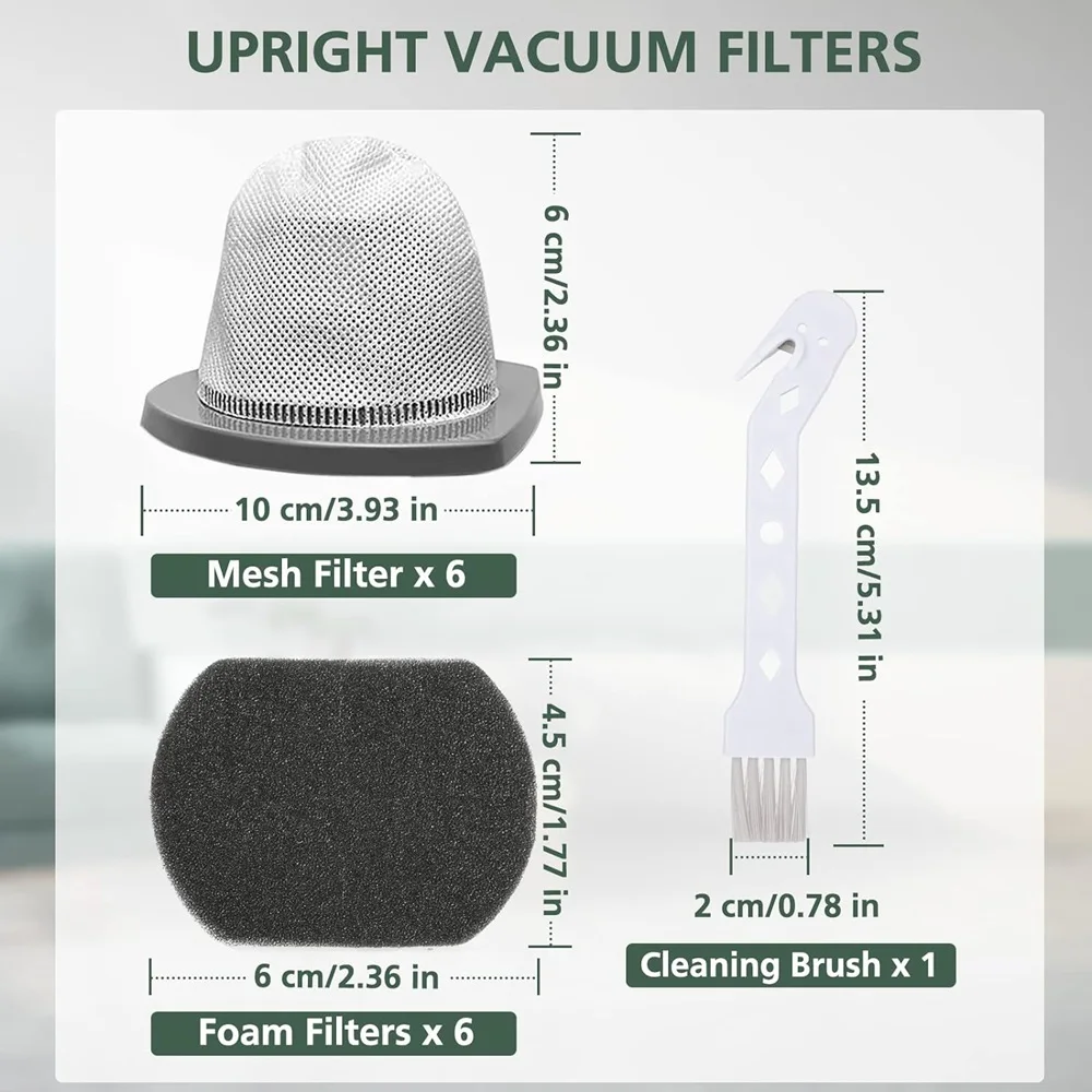 6 Pak 2033 Vervangingsfilter Compatibel Met Bissell 20331, 20333, 20334, 20336, 20339, 2033M,6 Mesh Filter 6 Schuimfilters